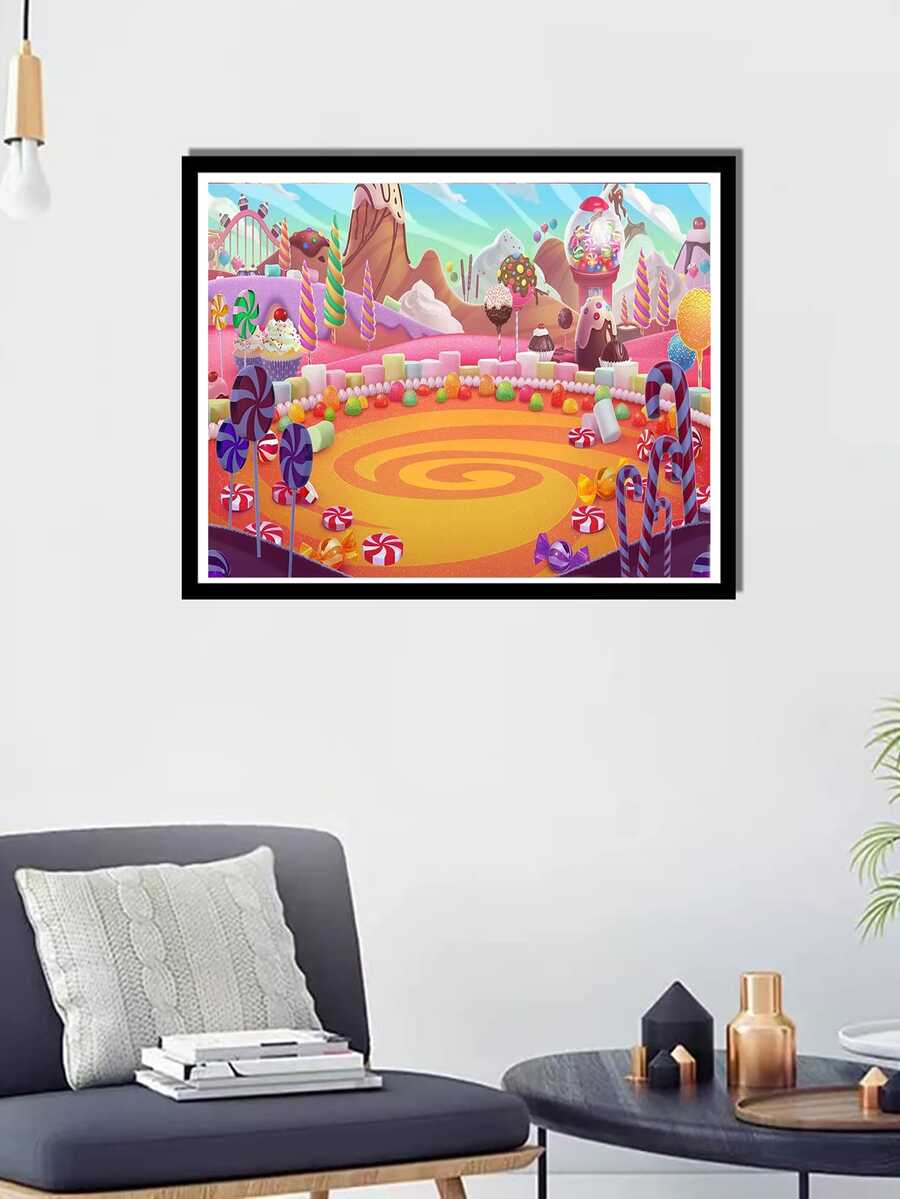 1 pieza caramelo con patrón de cuadro Pintura diamante , Pintura diamante Set - Multicolor - Ver 1