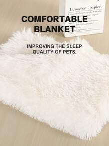 1pc White Plush Pet Blanket, All Seasons Soft Warm Bed Cover For Large, Medium And Small Dogs And Cats - White - View 3