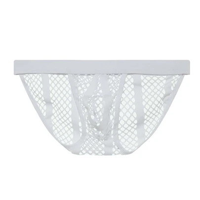 Summer Mesh Men's Breathable Holes U-Convex Triangle Hollow High Split Plain Underwear