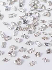 1袋100顆迷你尖底鑽石指甲藝術裝飾，超閃亮發光的DIY指甲裝飾鑽石，指甲裝飾必備 - 無色 - 查看 4