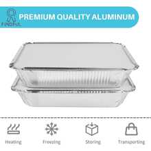 Aluminum Pans with Lids (50-Pack, 8.5"×6") 2.25 LB Capacity Foil Food Containers with Lids - 50 Pans and 50 Cardboard Covers - Disposable Tin Foil Pans - for Baking, Meal Prep and Freezer, Takeout - 銀色 - 查看 2