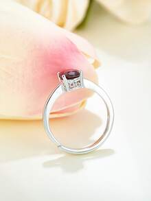 1入組925純銀自然石榴石打開圓環,合適的適合女士至穿戴在派對,宴會,約會,節假日,作為禮物