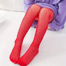 2pairs/set Rhinetone Fishnet Stockings Children Tights With Bling Rhinestone, Penthose, Girls And Big Kids - Multicolor - View 5