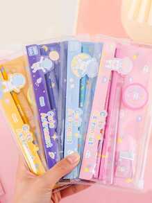 5pcs/Set Stationery Set Including Pencils, Erasers Etc, 1pc Pencil Case Pouch, Cute Cartoon Multi-Purpose Student & Kids School Supply Combo