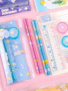 5pcs/Set Stationery Set Including Pencils, Erasers Etc, 1pc Pencil Case Pouch, Cute Cartoon Multi-Purpose Student & Kids School Supply Combo