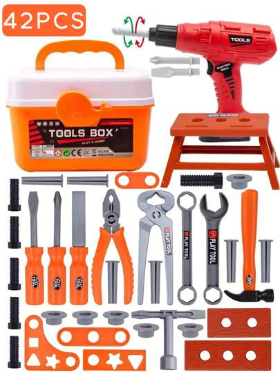 1 set 42 buc set cutie cu scule pentru copii / 38 buc set cu instrumente pentru copii (în pungă)