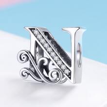 1 pieza vintage plata de ley 925 26 con letra colección A a Z colgante para plata esterlina Pulsera o Brazalete Bisutería regalo