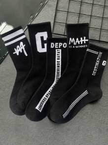 5pairs/Set Random Men's Street Style Mid-Tube Sports Socks - Multicolor - View 7