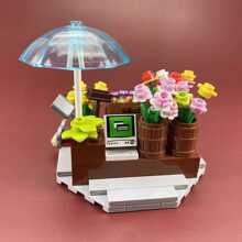 131pcs Micro Moc Building Blocks Creative Flower Shop, European Village, Flower Truck, Flower Stall, Roadside Scenery Diy Assembled Building Blocks Set - Multicolor - View 1