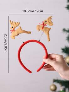 1 件创意奔跑鹿头带，男女通用圣诞派对家庭聚会头饰 - 彩色 - 查看 4