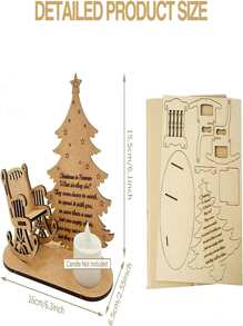 1 pezzo Addobbo natalizio a candela commemorativo per ricordare i propri cari, Buon Natale in Paradiso, porta candele di memoria a lume di Natale, decorazione con portacandele in legno fai da te per albero di Natale e casa, per feste(senza candela inclusa) - Castano - Visualizzare 7