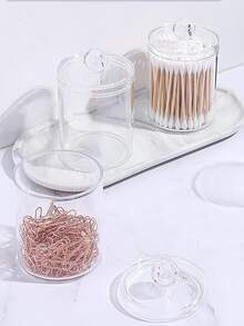 1 Pieza Estante De Almacenamiento De Hisopo De Baño Y Contenedor Con Tapa - transparente - Ver 2