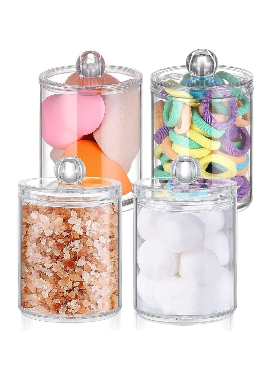 1 Pieza Estante De Almacenamiento De Hisopo De Baño Y Contenedor Con Tapa - transparente - Ver 1