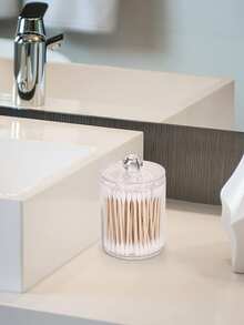 1 Pieza Estante De Almacenamiento De Hisopo De Baño Y Contenedor Con Tapa - transparente - Ver 3