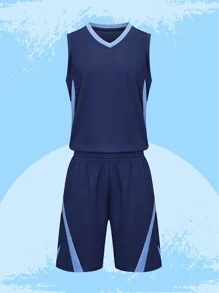 Set jersey baloncesto azul oscuro para hombres - Azul Marino - Ver 2