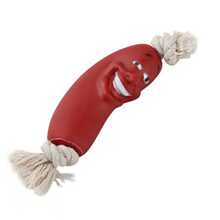 1pc Pet Dog Toy Sausage Shaped Chew Rope, Safe Silicone Puppy Toy - Burgundy - View 3