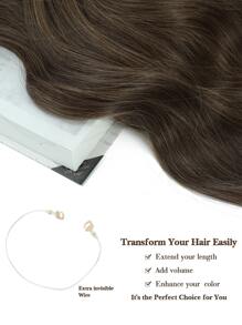 隐形接发波浪卷发浅棕色接发合成纤维双纬柔软假发女士