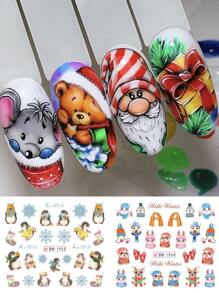12 Miếng Dán Móng Tay Giáng Sinh Dễ Thương Thiết Kế Hình Động Vật Đề Can Móng Tay Nước Chim Cánh Cụt Chim Chó Mèo Thanh Trượt Trang Trí Mùa Đông Hình Chìm Thiết Kế Móng Tay Mẹo Làm Móng Tay Quà Tặng Bạn Bè DIY - Màu be - Xem 3