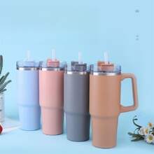 1 Miếng Màu xám 30oz Rơm rạ Cà phê Cốc giữ nhiệt Với Xử lý Có thể mang đi Ô tô/xe hơi Thép không gỉ Bình nước Dung lượng lớn Du lịch Không BPA Nhiệt Cốc - Xám - Xem 4