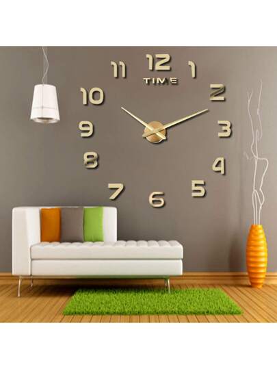 Large 3D DIY Wand Klok Arabic Numerals Frameless Spiegel Surface Sticker Home Living Room Bedroom(Golden),Home ,Room Birthday Graduation Bedroom Dormitory Back To School view 2