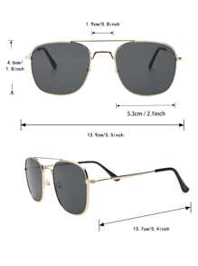 6pcs Men's Metal & Plastic Geometric Frame Fashionable Casual Street Style Glasses, Suitable For Holiday Gifts, Outdoor Vacation Accessories - Bộ ấm trà 6 món màu đen trắng trong suốt - Xem 9