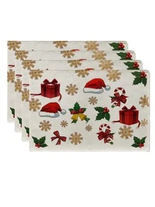 1 Peça Natal Temático Descanso De Mesa & Caminho De Mesa , Linho Tabela Decoração Para Natal Cozinha Sala De Jantar , Perfeito Para Festa De Natal Suprimentos & Decorações Para Casa , Ótimo Presente Para A Festivo Feriado Atmosfera - Multicolorido - Visão 6