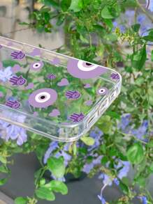 1pc Devil's Eye & Hamsa Hand Printed Phone Case,International Version, Not The Domestic Version - Multicolor - View 3