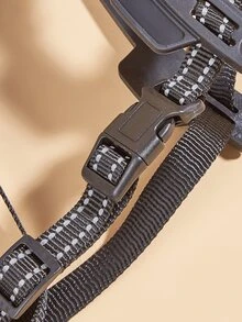 1pc Reflective Nylon Black Pet Muzzle With Adjustable Strap, Bite/bark/chew Prevention And Breathable Design - Black - View 3