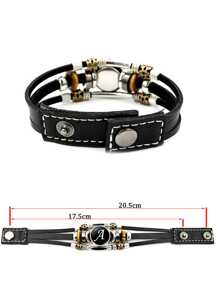 Letter G PULeather Bracelet - Black - View 2