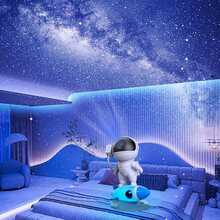 火箭太空人銀河星空投影機和13個電影星空投影機360°旋轉天象儀臥室桌面裝飾臥室氛圍燈太空星空投影儀 - 白色 - 查看 3