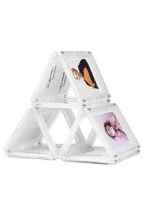 1pc Colored Acrylic Magnetic Photo Frame - Perfect For Displaying Family Memories, Diy Scrapbook For 3-inch Photos And Fridge Magnets, Without Cards, Random Color - Clear - View 4