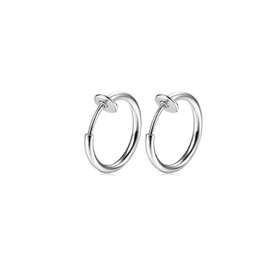 1Pair Fake Septum Piercing Rings for Men Women, Faux Nose Rings Hoop Stainless Steel Faux Lip Ear Nose Septum Ring Non Piercing Clip On Nose Hoop Rings Fake Lobe Cartilage Tragus Forward Helix Earrings