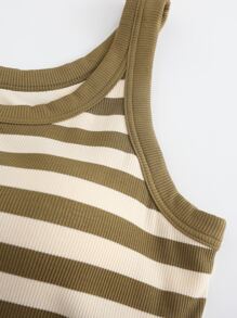 Women's Striped Padded Bra And Camisole All-in-one Vest Tops For Spring And Summer - Green - View 4