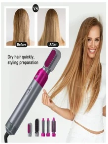Cepillo Alaciador 5 en 1 Secado Cabello 5 Cabezales Cambio Para Alaciado Ondulado Peinados - Gris - Ver 4