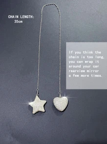 1入白色鑽石心形&星形汽車掛件 - 白色 - 查看 4