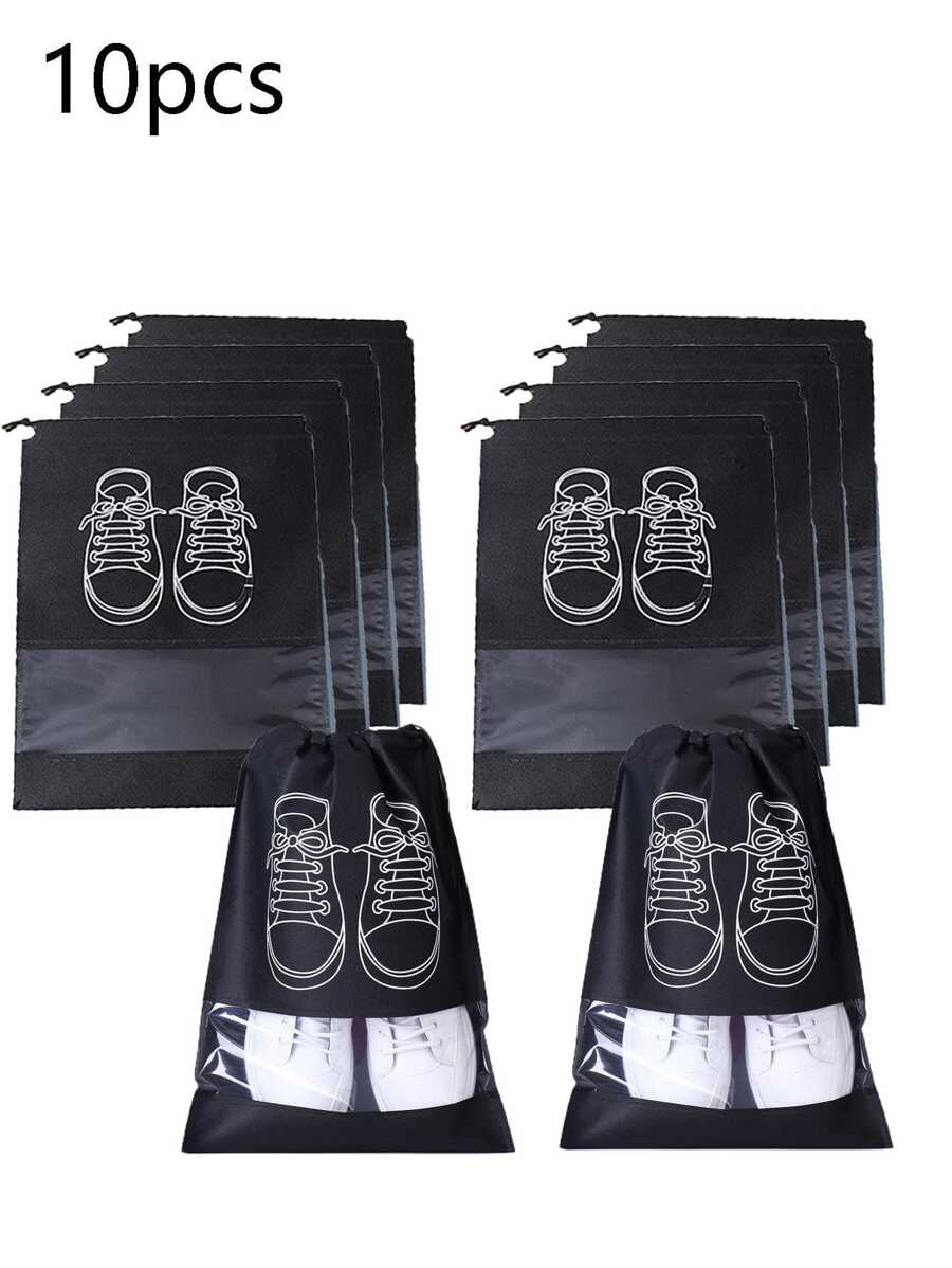 10入組防塵鞋收納袋，拉繩鞋收納袋，適用於旅行、門廳、臥室、宿舍，兒童和成人通用的萬能組織袋，返校必備，鞋收納袋鞋收納組織袋旅行必備組織袋度假回到學校學校袋 - 查看 1