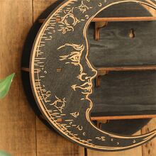 1入組水晶展示架子掛壁式,月亮形木頭水晶收納架,水晶石頭支撐架,牆面裝飾漂浮水晶架子,家庭裝飾,萬聖節聖誕新年禮物