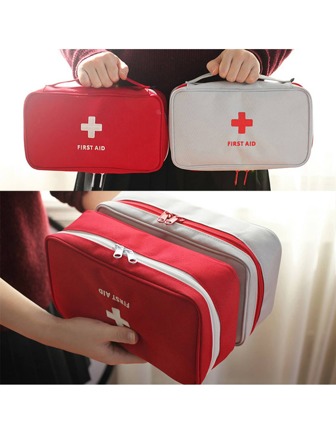 Health Care Medical Emergency Epidemic Prevention Package Portable Travel Storage First Aid Kit Oxford Cloth Outdoor Red Medical Bag Handheld Type Camping Stuff Small Pouch