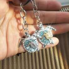 Elegant 1pc Women's Silver-Colored Cartoon Turtle Keychain Purse Charm, Perfect Birthday Gift For That Special Woman In Your Life Car Accessories Bag Charm School Cute Goth Y2k Bag Lanyards With Id Holder Car Accessories Bag Charms Car Teacher Friend Sister Gift Ideas - Silver - View 5