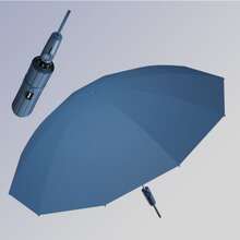 1入藍色全自動雙層雙骨40骨超強折疊傘,超大三人傘防曬防uv降溫,適用於雨天和晴天 - 藍色 - 查看 2