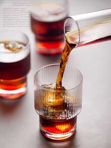 Bộ 1 ấm + 4 cốc cốc xếp chồng sọc sáng tạo màu vàng - Vàng - Xem 9