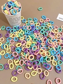 100入組各種顏色小尼龍彈性束髮圈,適用於日常使用 - 彩色 - 查看 2