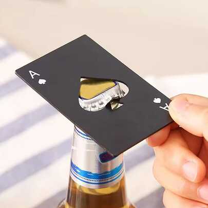 1pc Stainless Steel Credit Card Shaped Ace Of Spades Bottle Opener Poker Card Style Soda Cap Opener, For Outdoor, Camping, Gift For Father