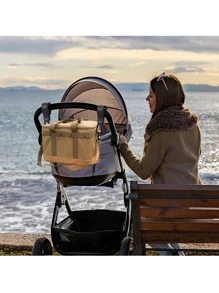 嬰兒車配件、嬰兒車掛鉤、嬰兒車掛鉤、嬰兒車皮革風格包架、嬰兒車尿布袋掛鉤 - 黑色 - 查看 4