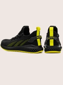 Men Safety Shoes Steel Toe Kevlar Midsole Anti-Smash Anti-Puncture Rubber Sole Breathable Work Shoes With Soft Sole And Mesh Upper - Black - View 5