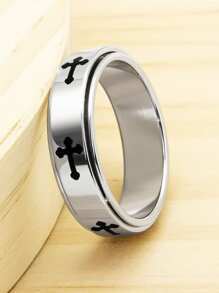 Classical Simple Plain Fidget Ring Anxiety Rings For Men Women,stainless Steel Silver Cross Wedding Band,spinner Ring Stress Relieving 6mm Ring For Anxiety, Silver Size 6 To 10 - Silver - View 2