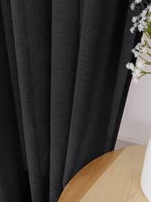 全褶皺薄紗透明窗簾,黑色 - 黑色 - 查看 3