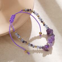 1條多彩天然水晶串珠手鍊,可調節大小的情侶手鍊,友誼禮物,在返校季節適合女性日常佩戴