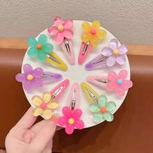 2pcs/set Pink Flower Hair Clips - Hot Pink - View 3