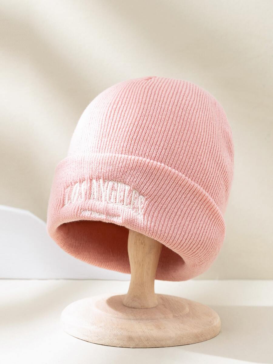 1 Miếng Dệt kim Mũ trượt tuyết Với Thêu Đối với Con trai Và Cô gái , Y2K Phong cách , Ấm áp , Thoáng khí , Đúng mốt Và Linh hoạt , Thích hợp Đối với Mặc hàng ngày Và Các hoạt động ngoài trời In Mùa thu Và Mùa Đông - Hồng - Xem 1